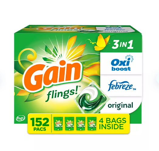 Gain Flings! Liquid Laundry Detergent Pacs, Original Scent (152 ct.)