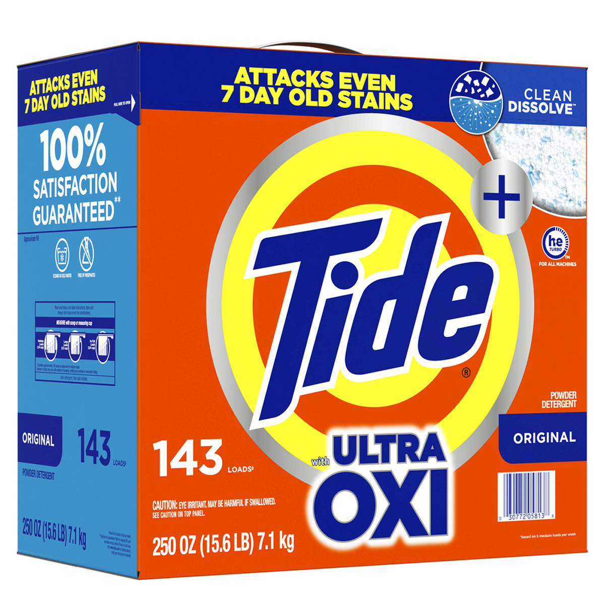 Tide HE Ultra Oxi Powder Laundry Detergent, Original, 143 Loads, 250 oz USA